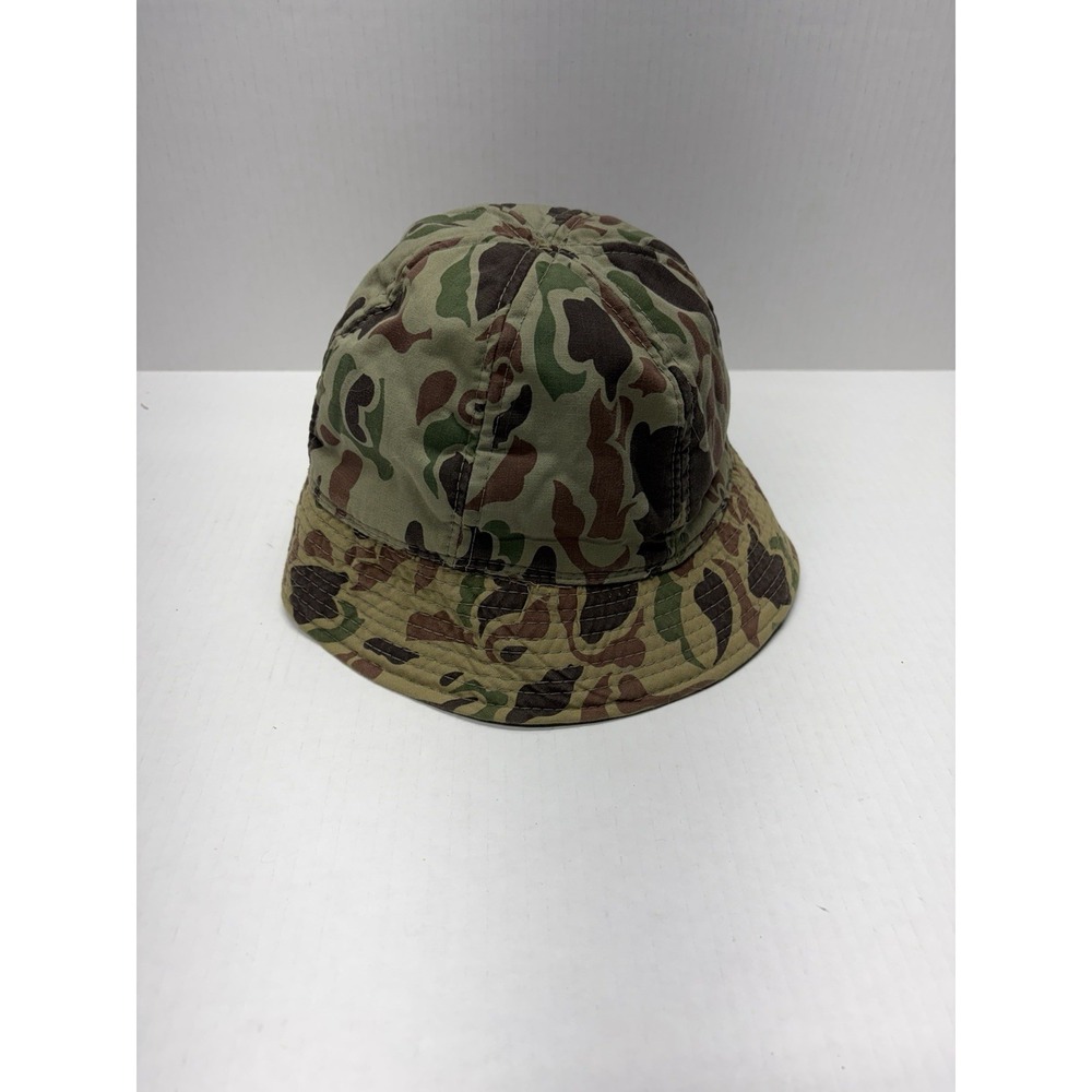 Vintage Army Camo Jones Style Bucket Hat Insulated Hunting Duck Frog Camo Sz Med